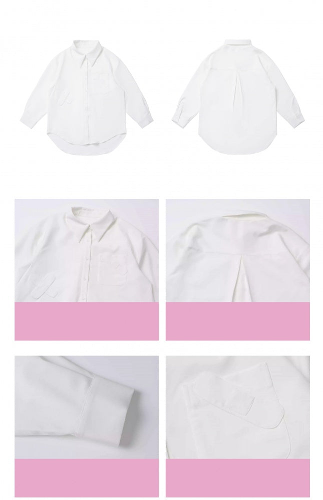 白いバンドエイドで装飾されたゆったりしたシャツ(フリーネクタイ付き)