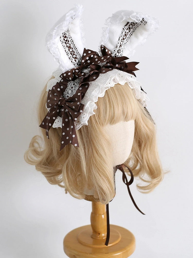 7-Color Lolita Dot Bunny Ear Design) (Polka Lace Fluffy Hairbands