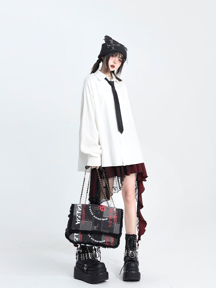 Shirt Loose-Fit Front Classic Pocket White Polo with