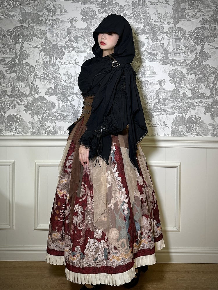 Black Wasteland Shawl Punk Hooded