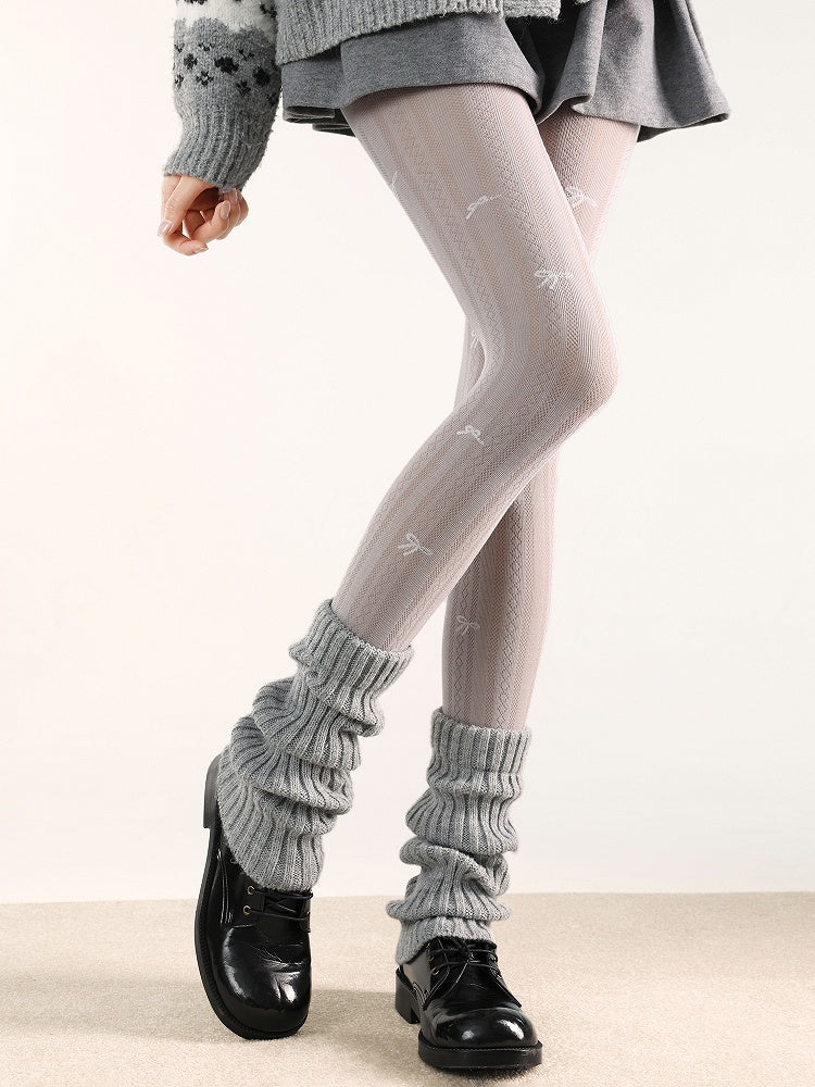 Bow Print Diamond 5 Vertical Colors Tights Pattern and
