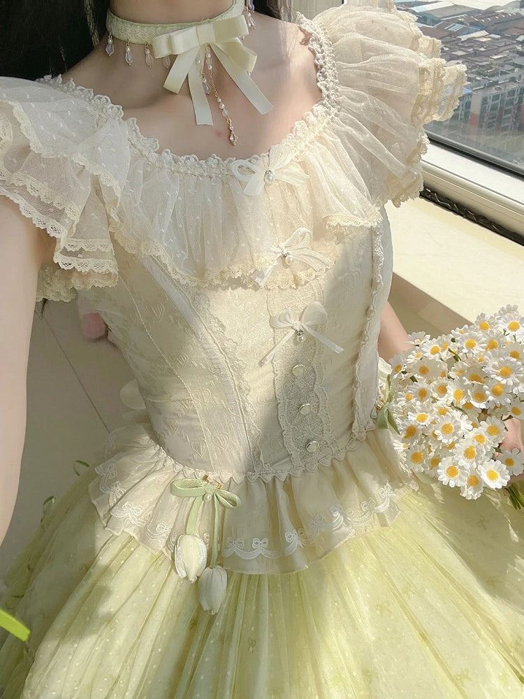 Self-tie Details Green Choker Bead