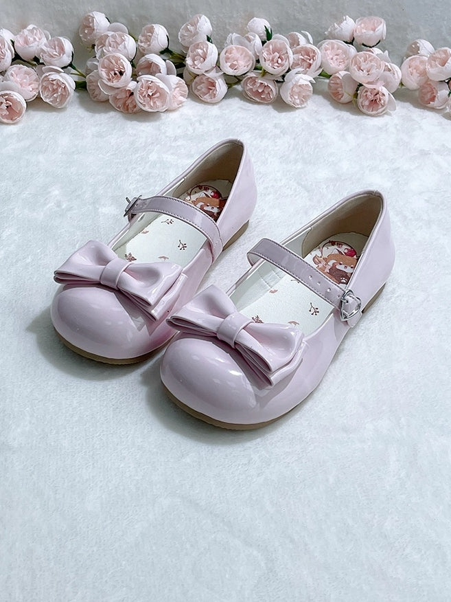 Janes Clasp Bow with Pink Decorative Light - Mary Fashion Lolita for Heart Round Toe