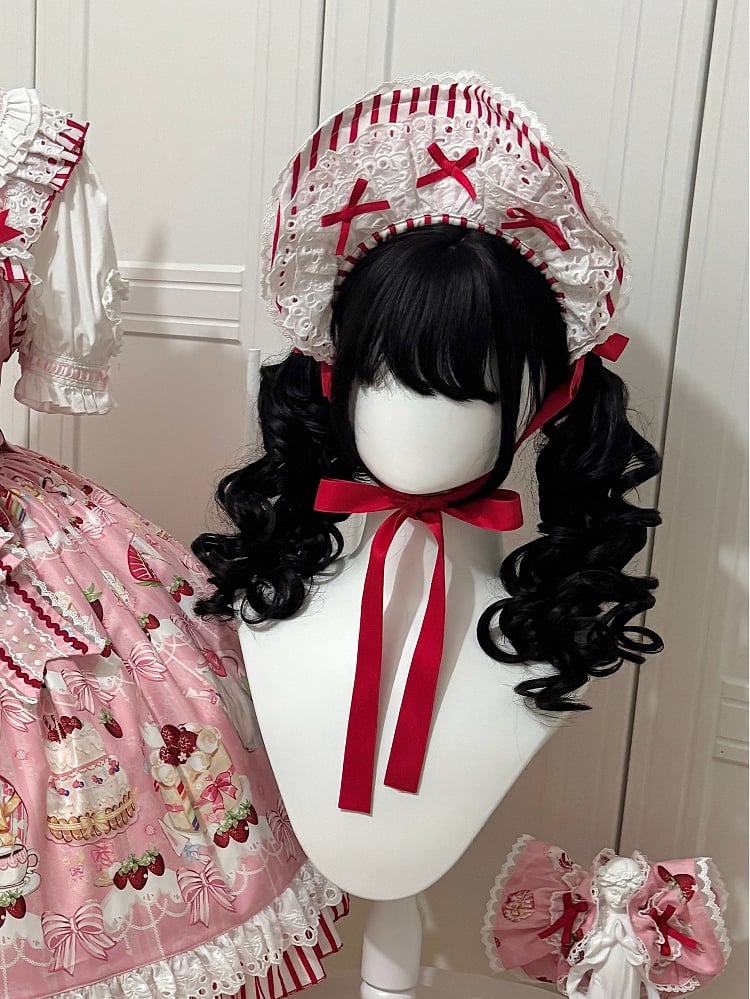 Pink Blue Black Bonnet / Red