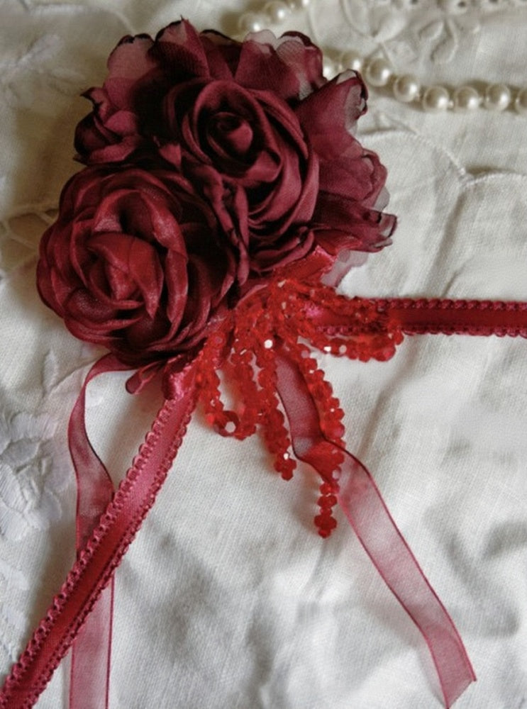 Large Flower Bead Chain Lolita Brooch 6 Colors - Moon River