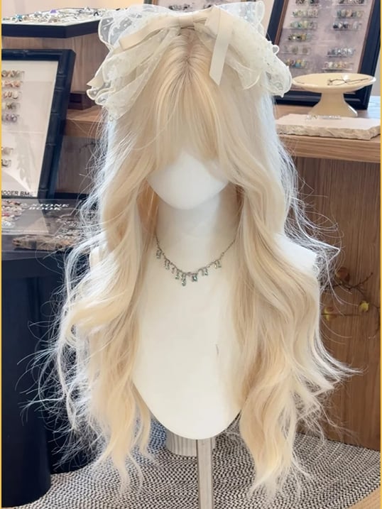 バストウェーブウィッグ アンダーレングス バングス ブロンド