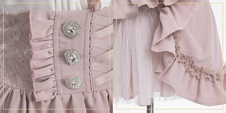 Skirt Waist Integrated Corset High Front with Jirai Kei Pink