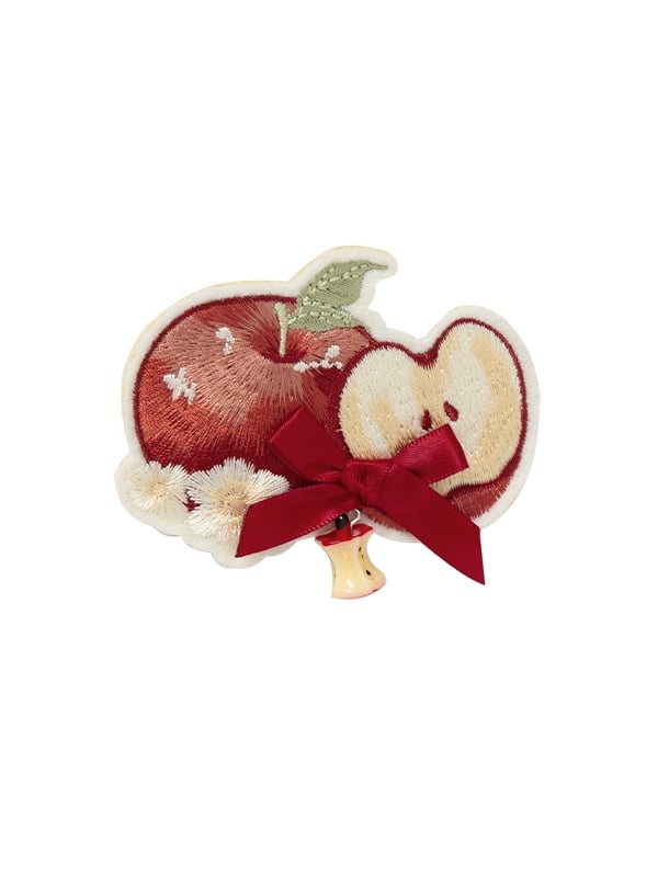 Rote Apfel-Stickerei-Brosche