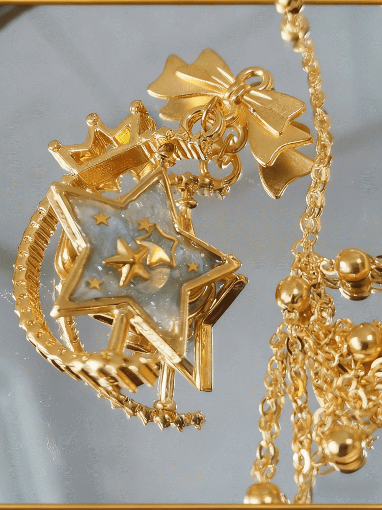 Pendant 2 Necklace Double-Sided Options Lolita Star-Moon