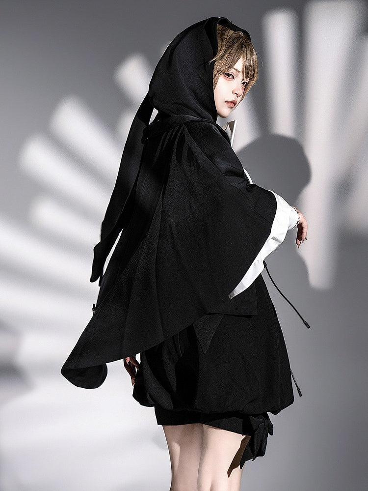 ファッション王子裾ロリータ黒ケープハイロー