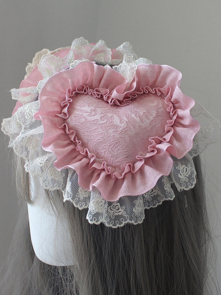 GreenPink/Pink Hairclip Heart Trim Lace