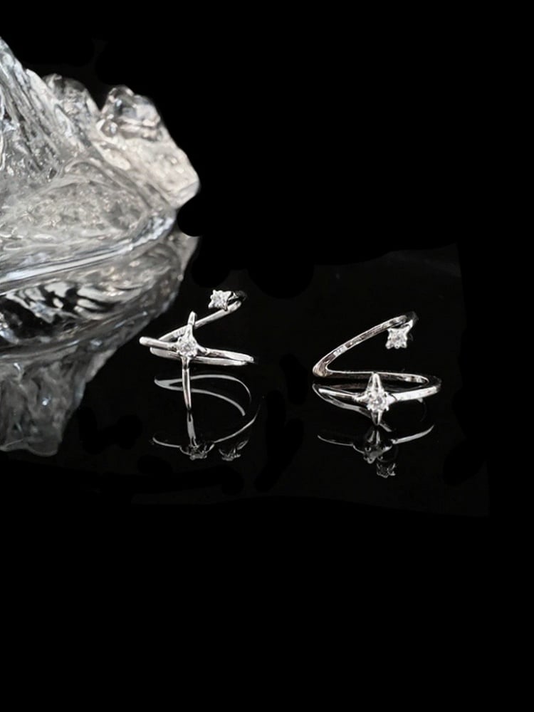Silver Star Ear Cuff with Rhinestone Accents - Insomnia Artist