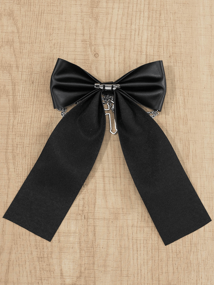 Gothic Chains with Brooch Charm PU Cross Kei Jirai Bow Black