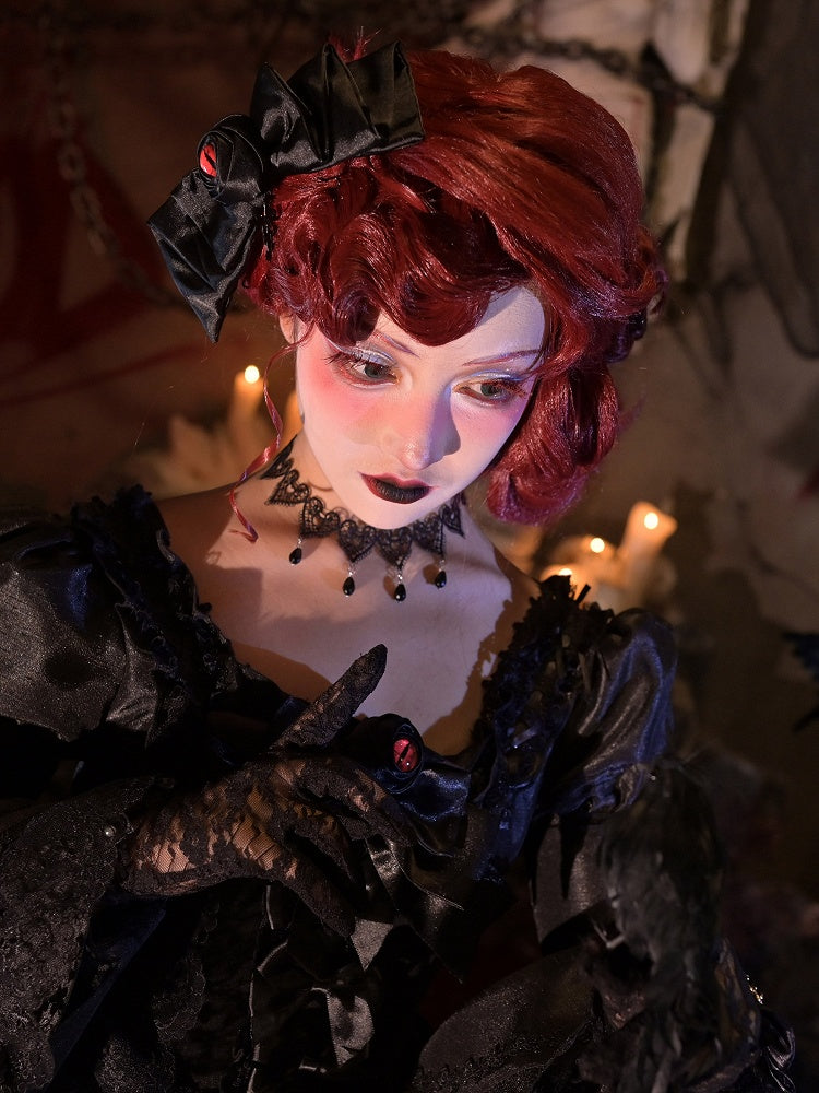 Gothic Schwarze Haarspange mit Schleife