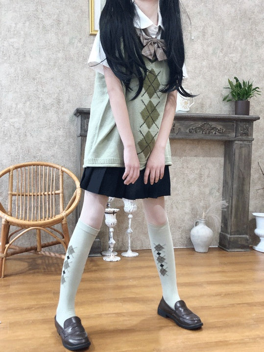 Retro Diamond Pattern Socks Colors 6 Calf