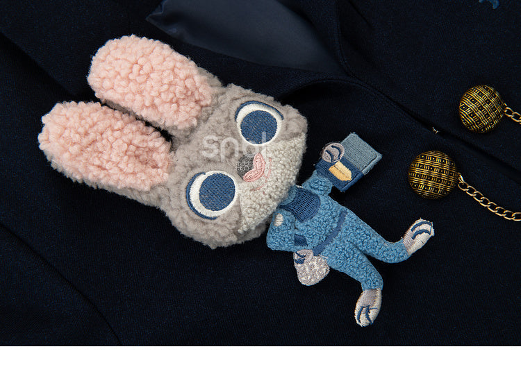 Preppy Cropped Blazer im Kettendesign Dunkelblau