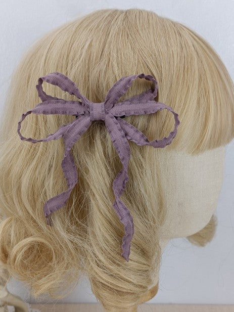 Hairclip Purple Thin Bow Ribbon Dusty