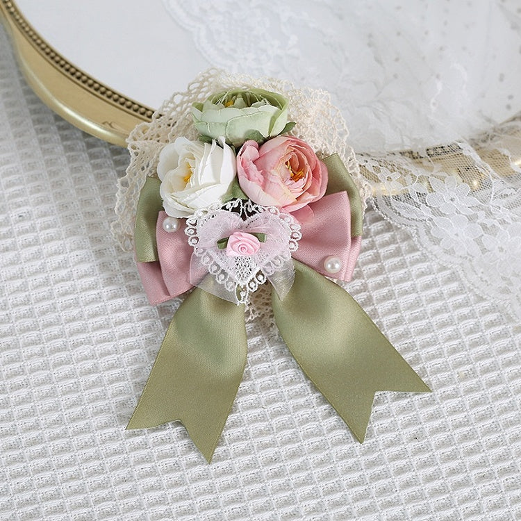 Floral Decorations Lolita Lace Heart Gorgeous Bowknot With Hairclip