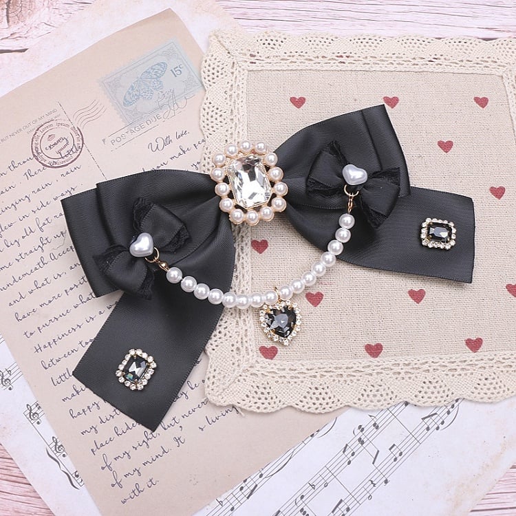Bowknot Pearl Jirai 8 Rhinestone Color Chain Options Brooch Kei