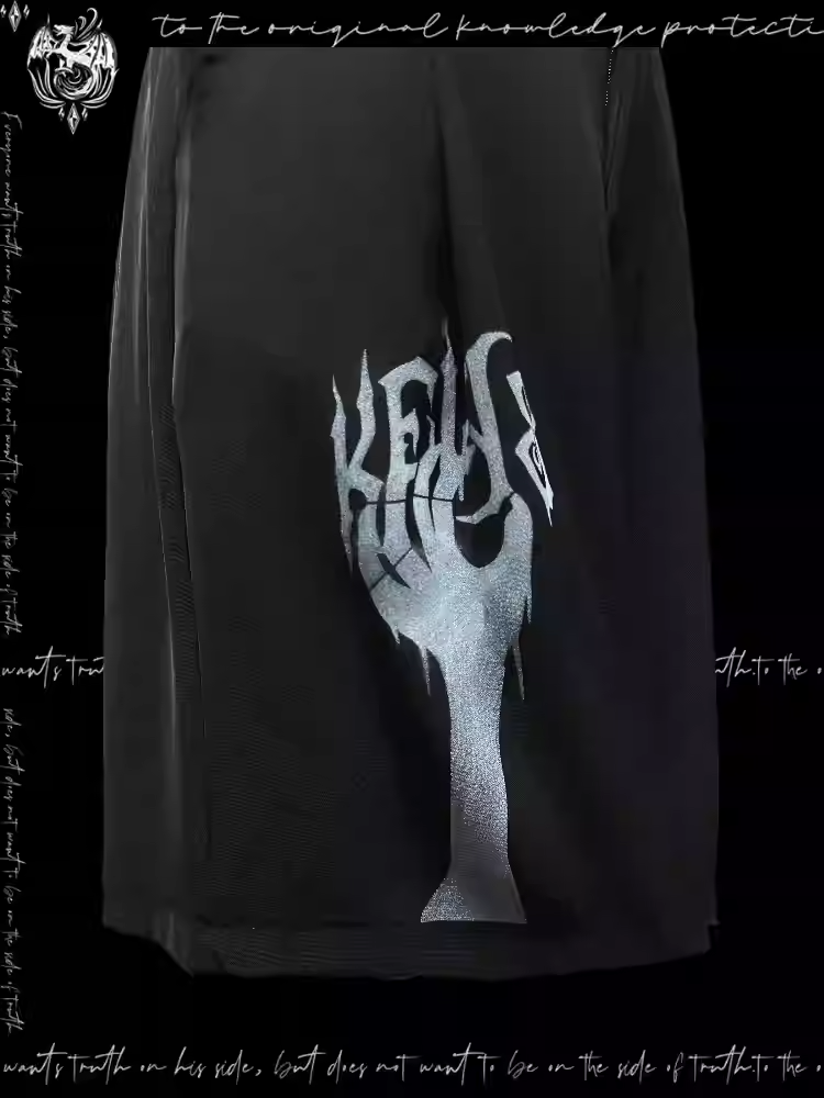 Punk Straight-Leg Shorts Applique Black