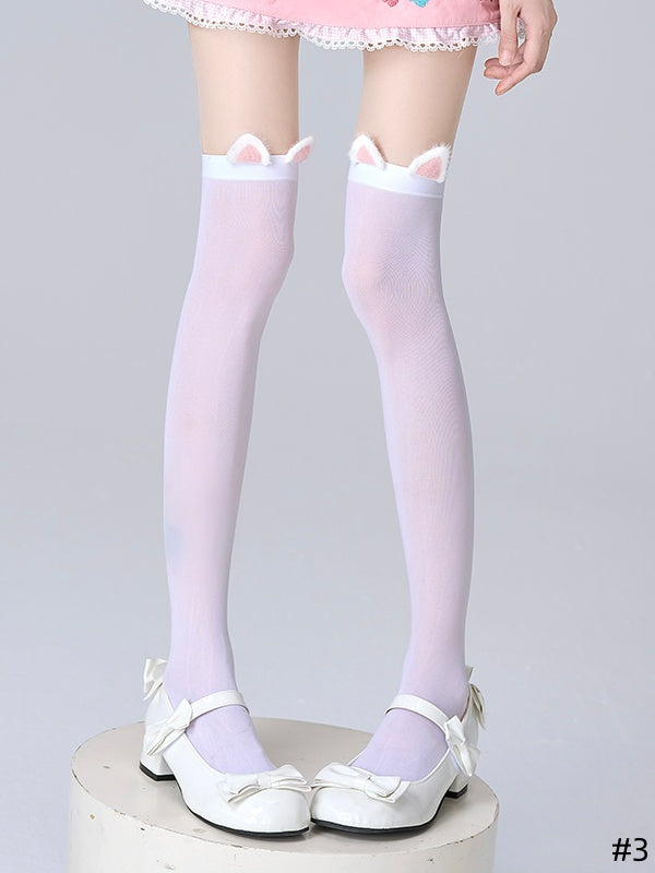 Over Sweet Options 4 Stockings Lolita Knee White