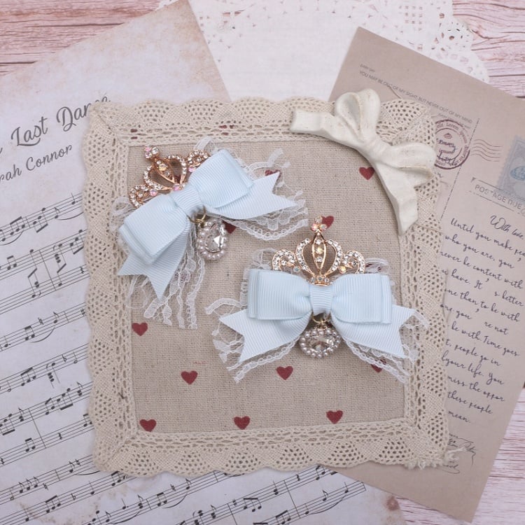 Options Jirai Hairclip with Kei 8 Decor Crown Color Bowknot Lace Rhinestone