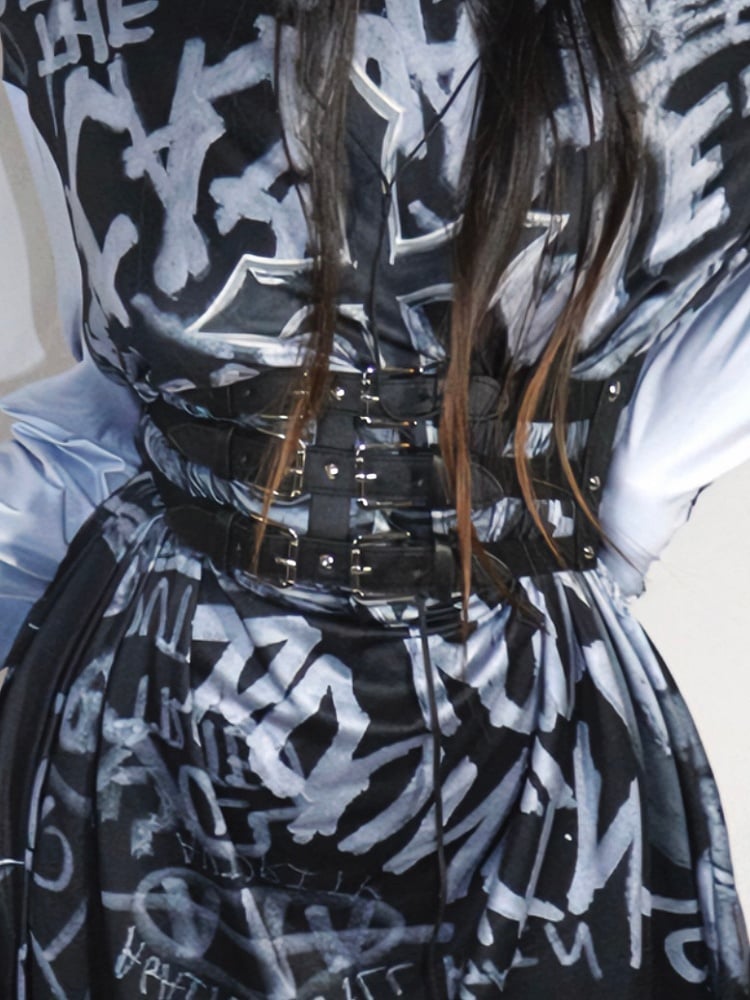 Black Fashion Belt Waist Gyaru