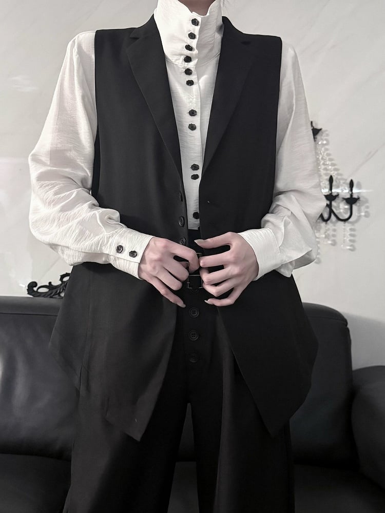 Black Slim-Fit Single-Breasted Waistcoat – Prince Style | Aont
