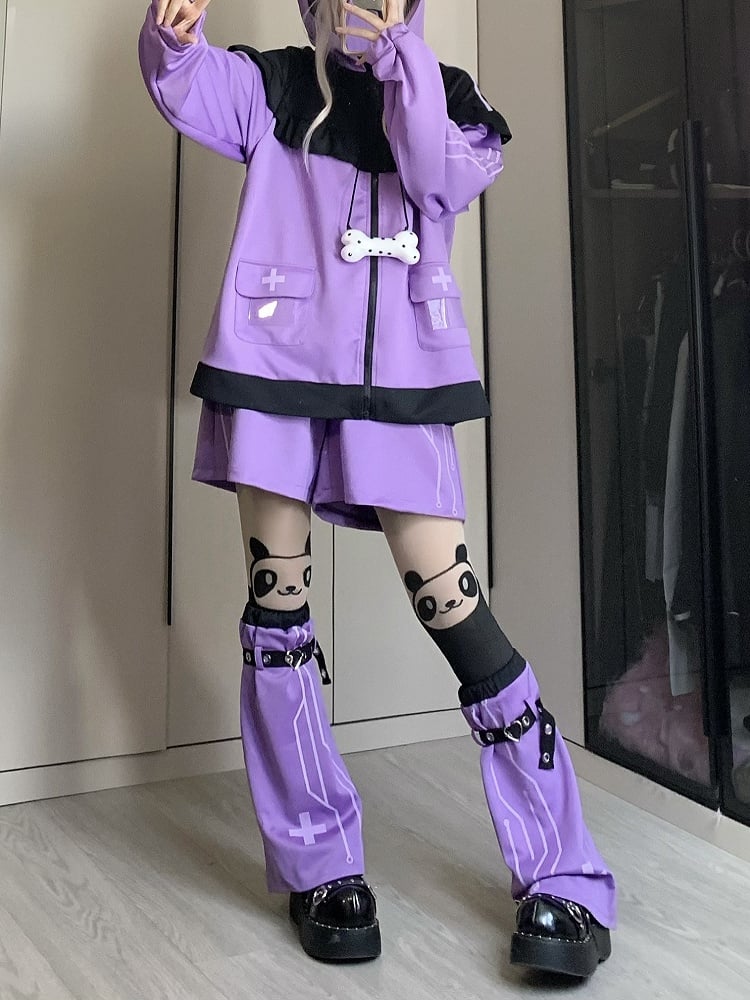 Yami Kawaii Lila-Schwarze Cyberpunk-Shorts