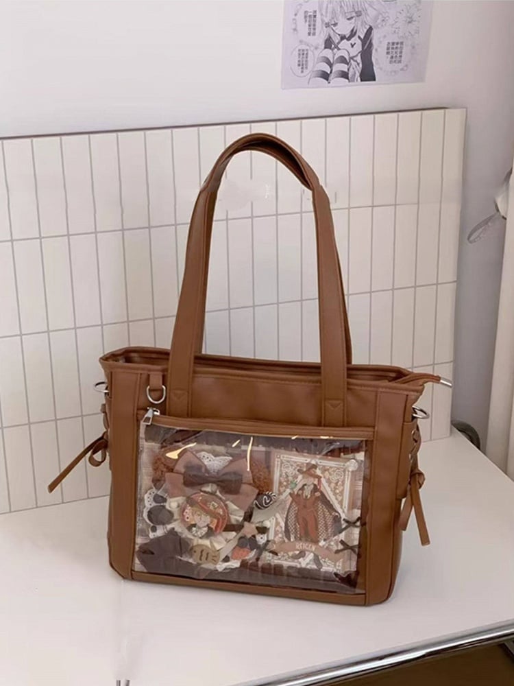 Tote Colors Accents Bag Side Tie 8 Ita with PU Bow