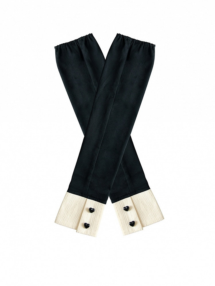 Detachable Short Lolita Apron KC + Dress Maid Sleeves Black