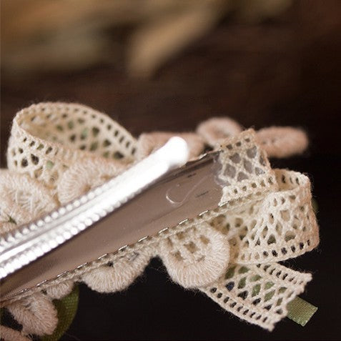 Forest Style Green Leaf Birdcage Pearl Lace Hairclip