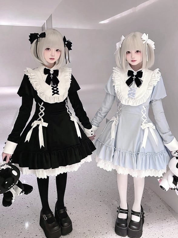/ White Hairclip Black Bowknot