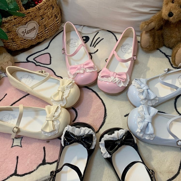 Sweet Mary Heeled Snap Pink Toe with Janes 1.5cm Round Lolita Fastener Heart