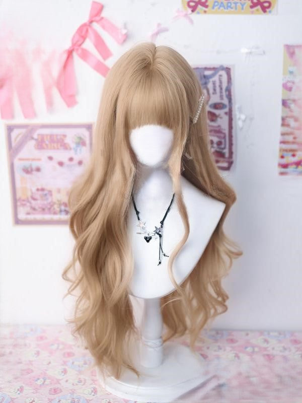Blonde Long Wavy Wig With Full Bangs