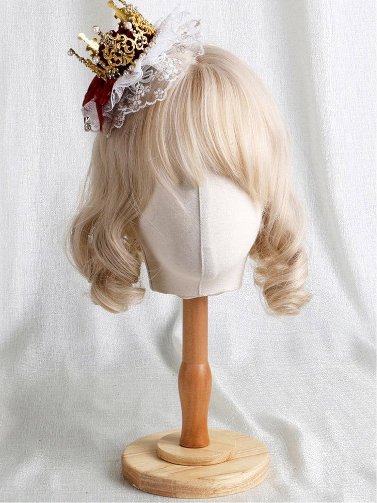 Gold Rose Lace Hairclip Red Crown