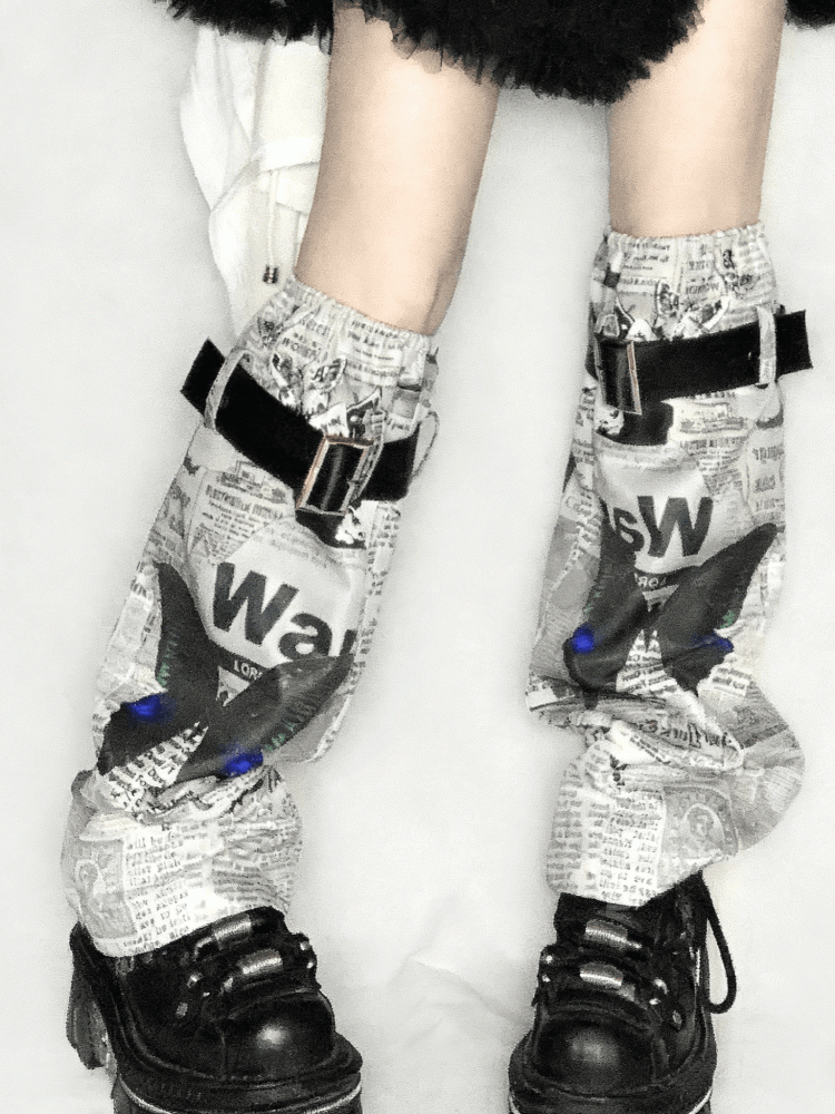 Print Butterfly Punk Magazine Leg Warmers