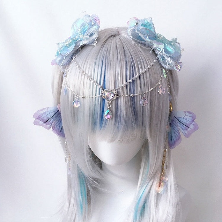 Ear and Tassels Cuffs Chain Butterfly Wing Iridescent with Sequins