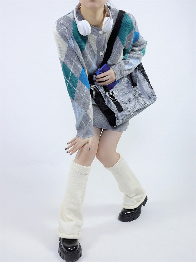 Leg Warm Fashion Beige Warmers Knit