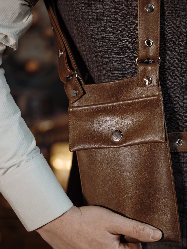 PU Shoulder Harness Holster Coffee Steampunk Adjustable