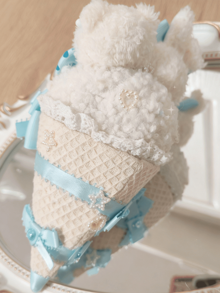 Bunny Lolita Large Hairclip/Brooch Ice Bear Brown/Blue Cream Sweet