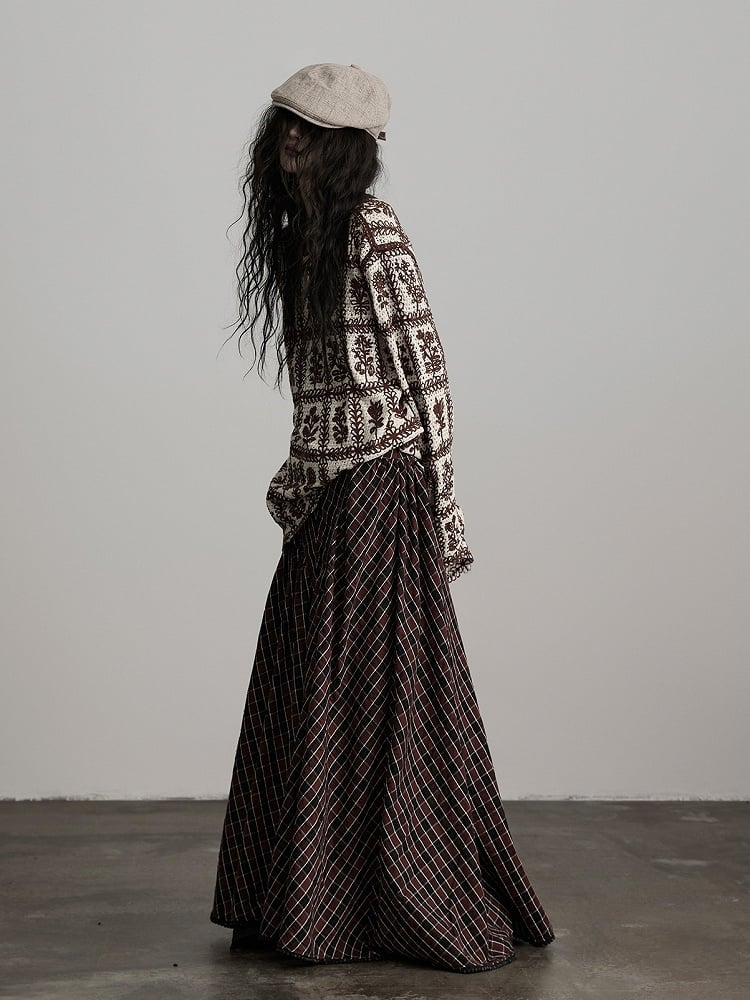 Sweater Knit Floral Pattern Coffee