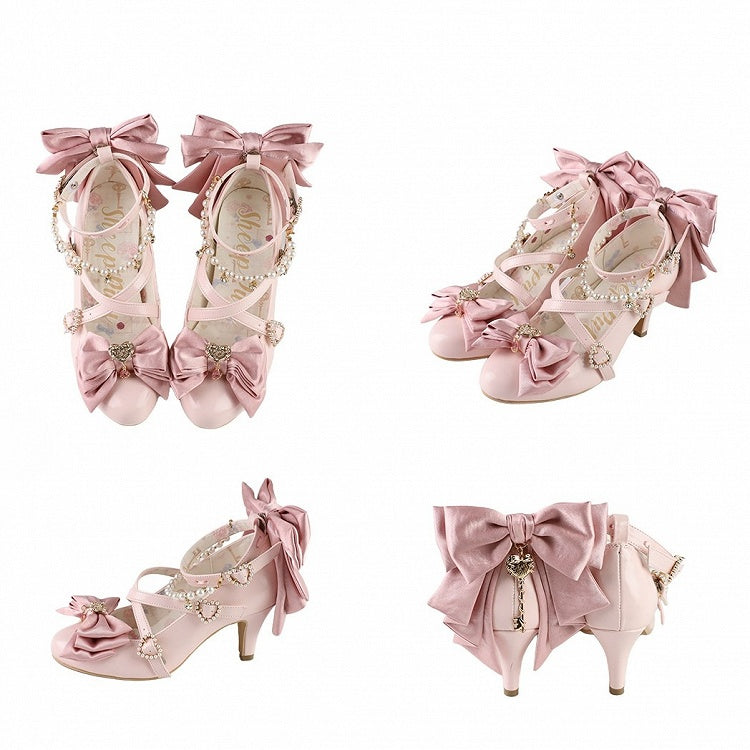 Light Charm Top Beaded at Pink Heart Bow Decorated Crisscross