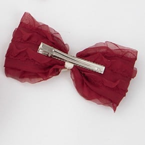 shaped Sweet Bead Beige Hairclip Bow Ruffled Charm Lolita Red with Droplet