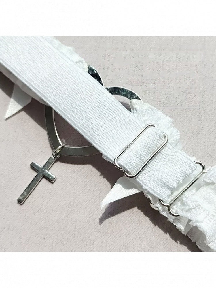 2 Colors Gothic Heart Cross Leg Garter with Bow Decoration - Mr. Cat