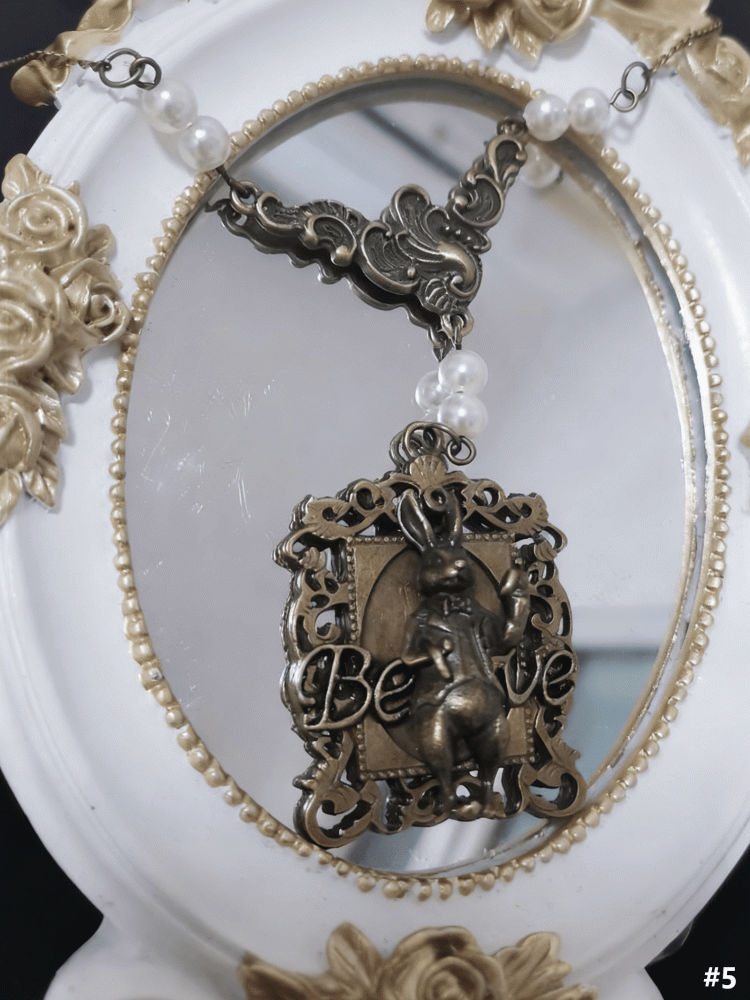 Bronze Vibes 6 Lolita Bunny Pendant Alice Options Vintage Necklace