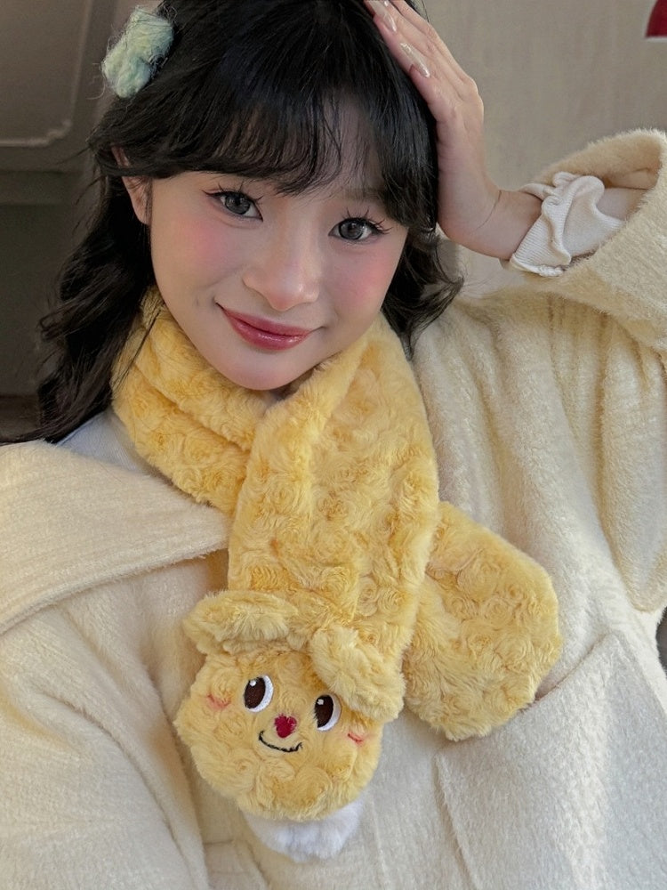 Yellow Cute Bear Plush Scarf
