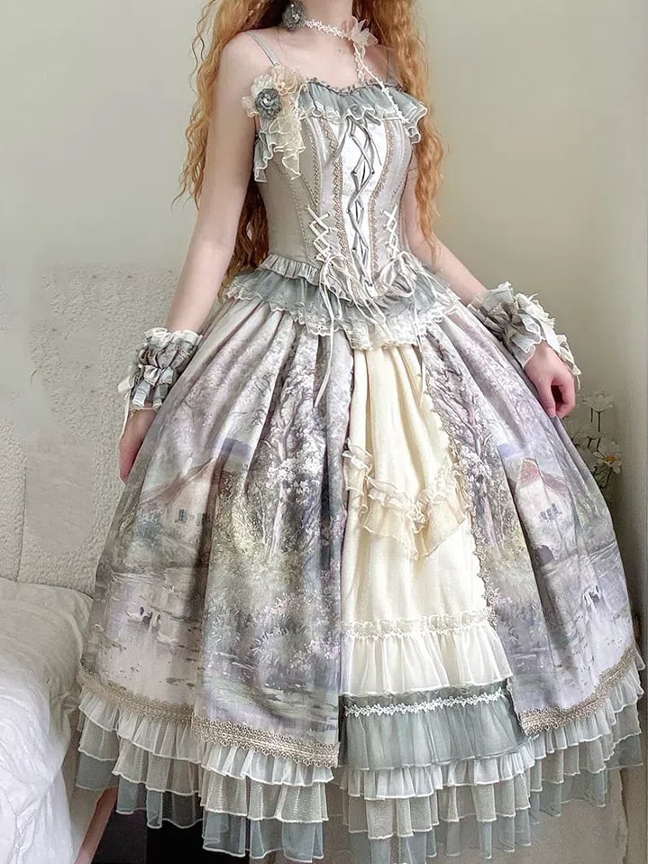 Green and Champagne Floral Brooch