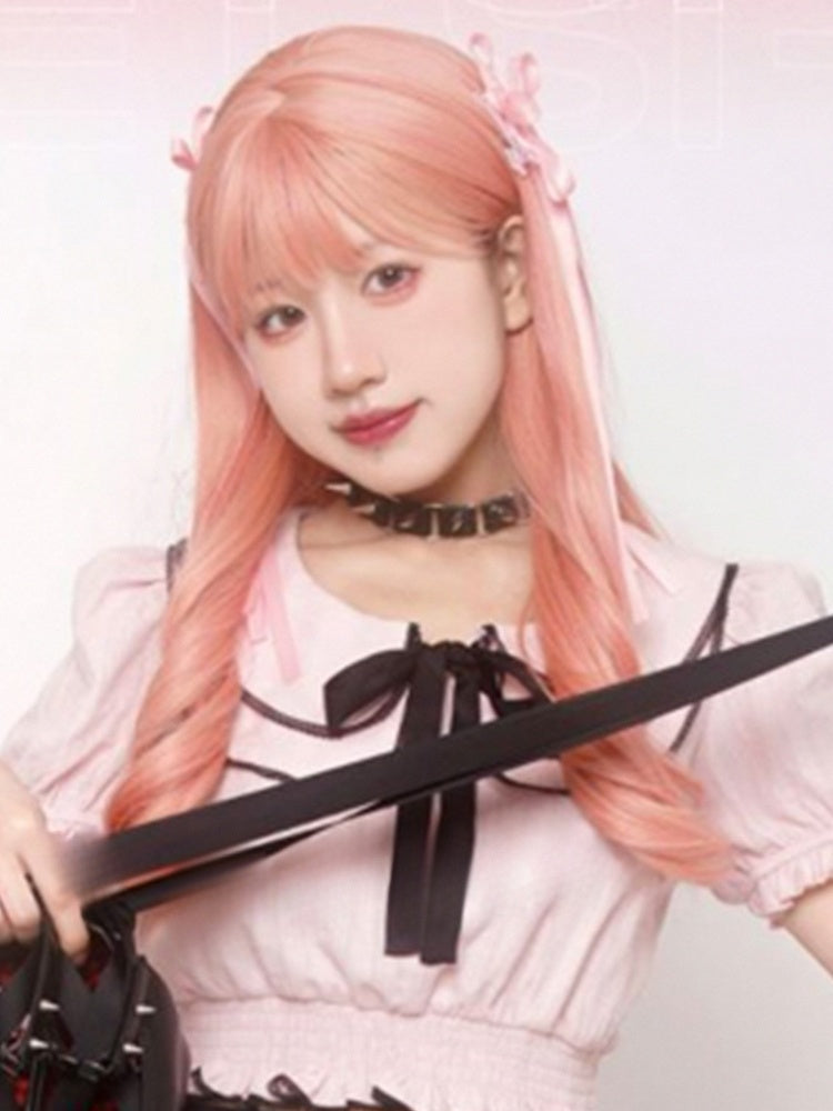 ウェーブピンクの65cmエアバングス(ウィッグ付き)