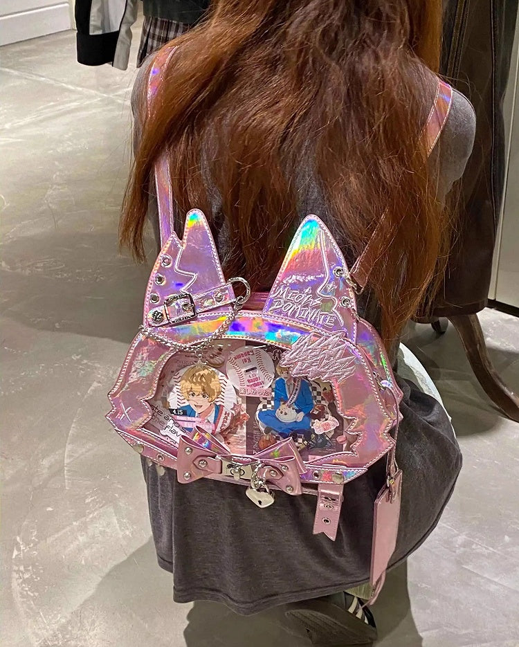 PU Shoulder Straps Pink Holographic